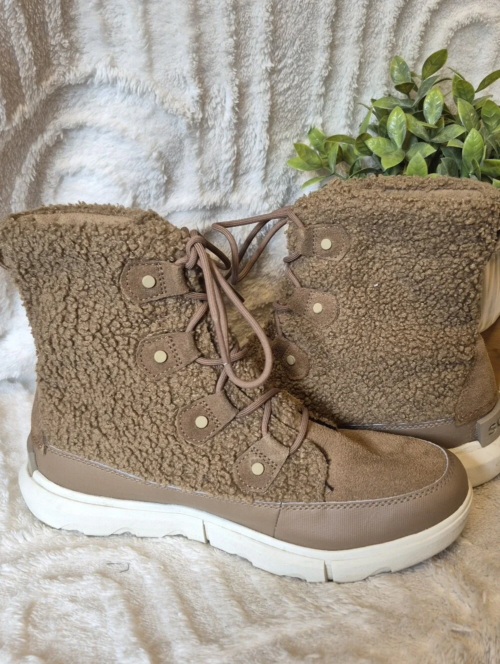 Sorel Explorer II Joan Cozy Boots Brown Sherpa Fleece Waterproof Insulated Sz 11